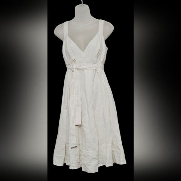 Burberry white linen sleeves dress size 12 - Picture 1 of 13